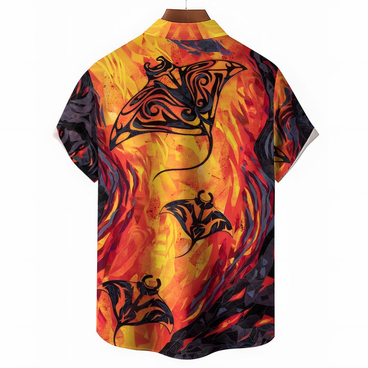 Ray Art Print Short Sleeve Shirt 2409007951