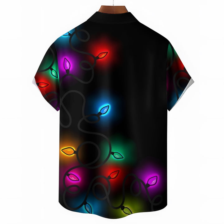 Christmas Lights Cartoon Casual Large Size Short Sleeve Shirt 2407004227