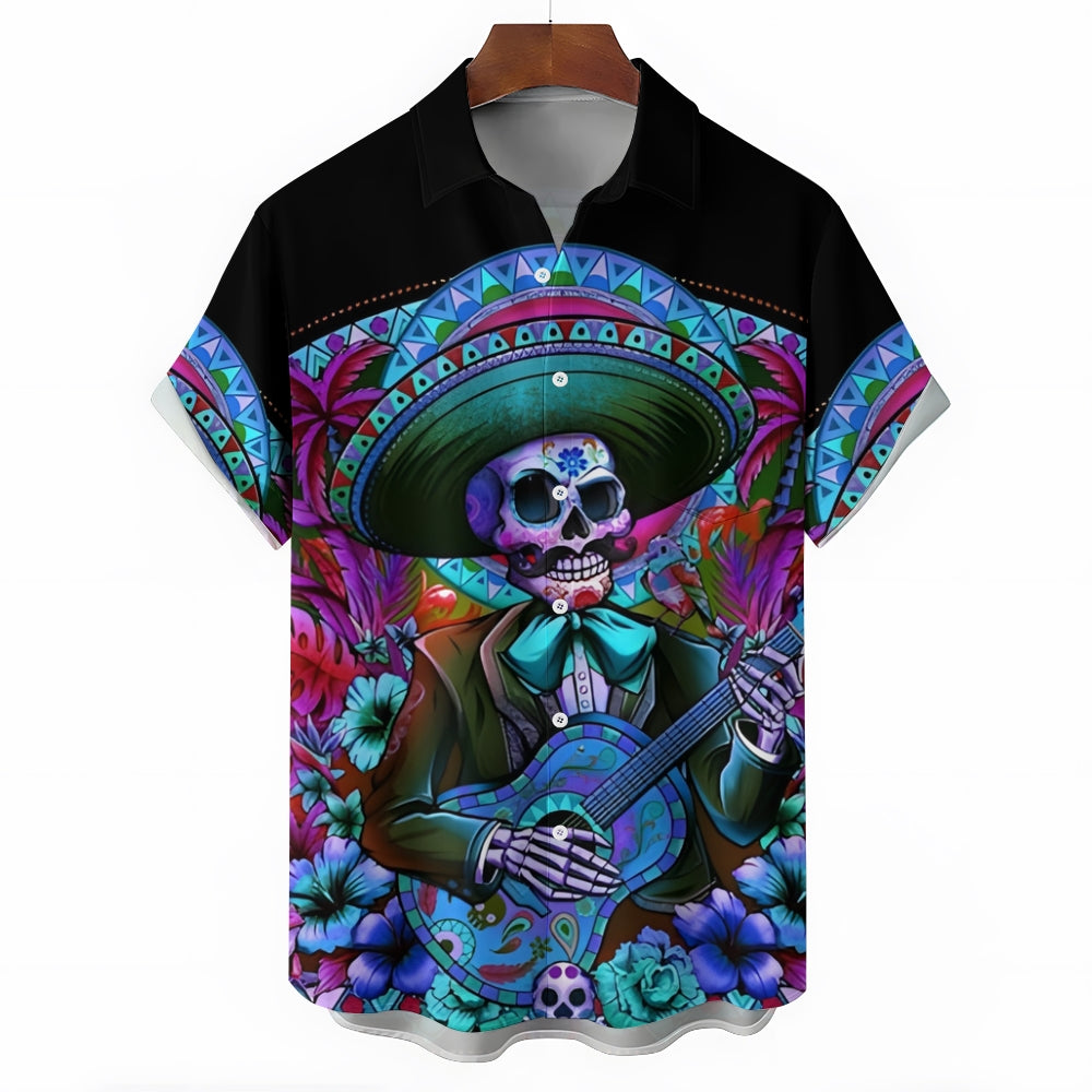 Mexican Day of the Dead Music Short Sleeve Shirt 2409008999