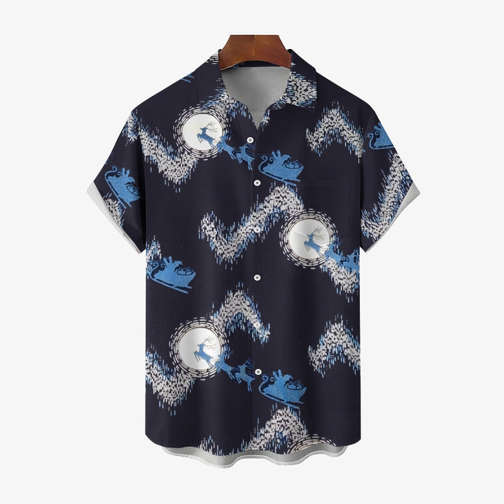 Santa Elk Casual Short Sleeve Shirt 2409008981