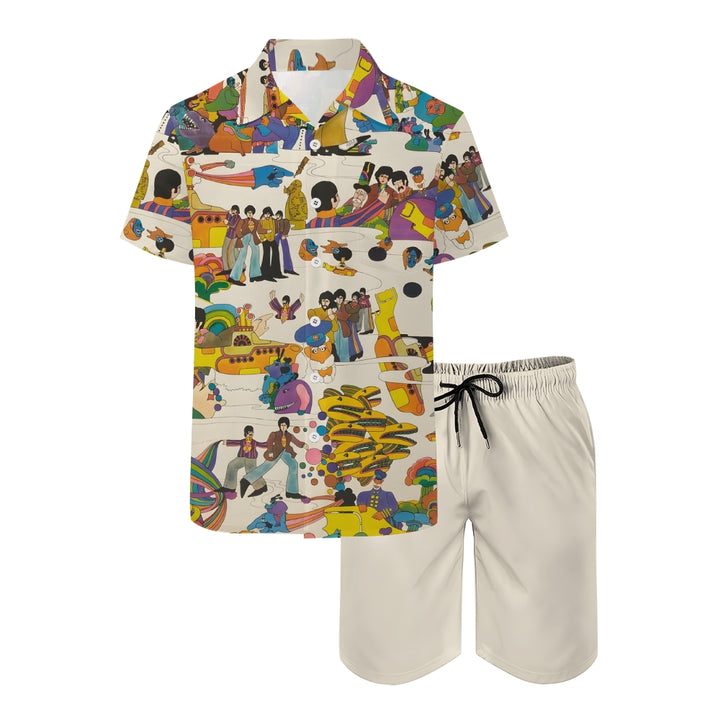 Men's Rock Band Print Beach Two-Piece Suit 2403000602