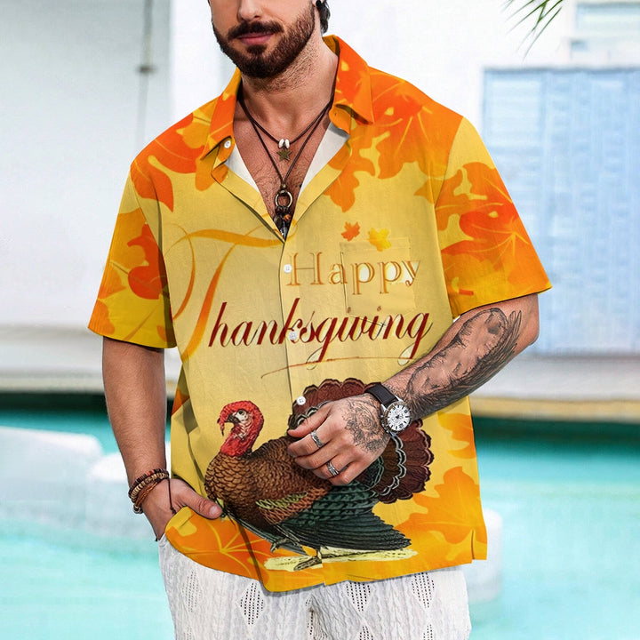 Happy Thanksgiving Turkey Casual Short Sleeve Shirt 2410001522