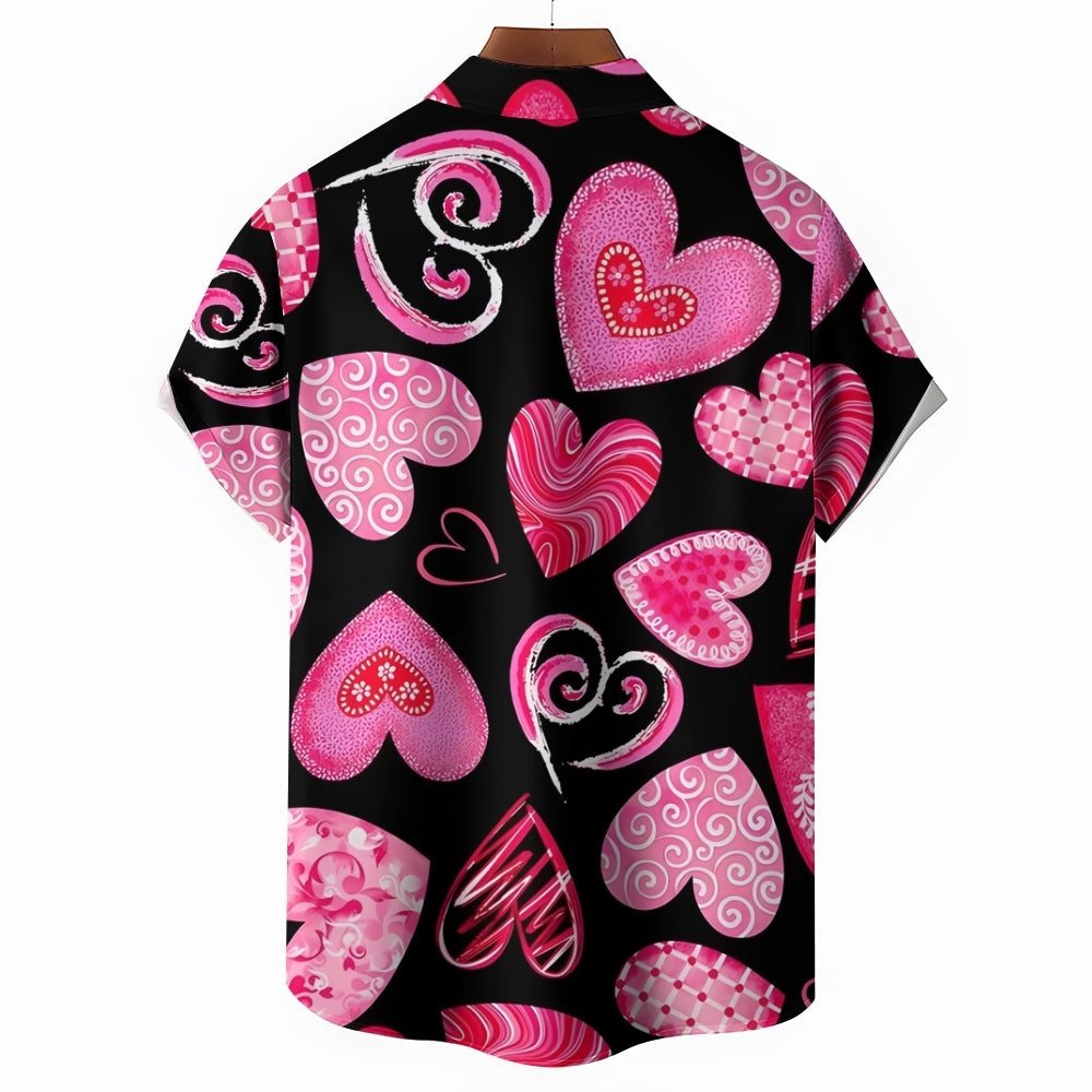 Valentine's Day Love Pink Print Casual Shirt 2412006509