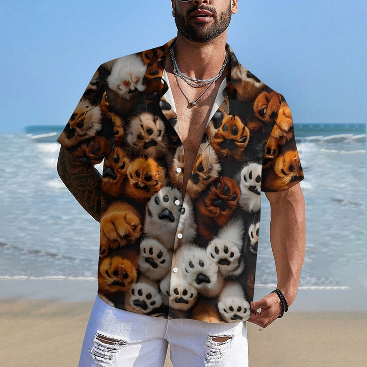 Puppy Paw Prints Casual Short Sleeve Shirt 2412007598