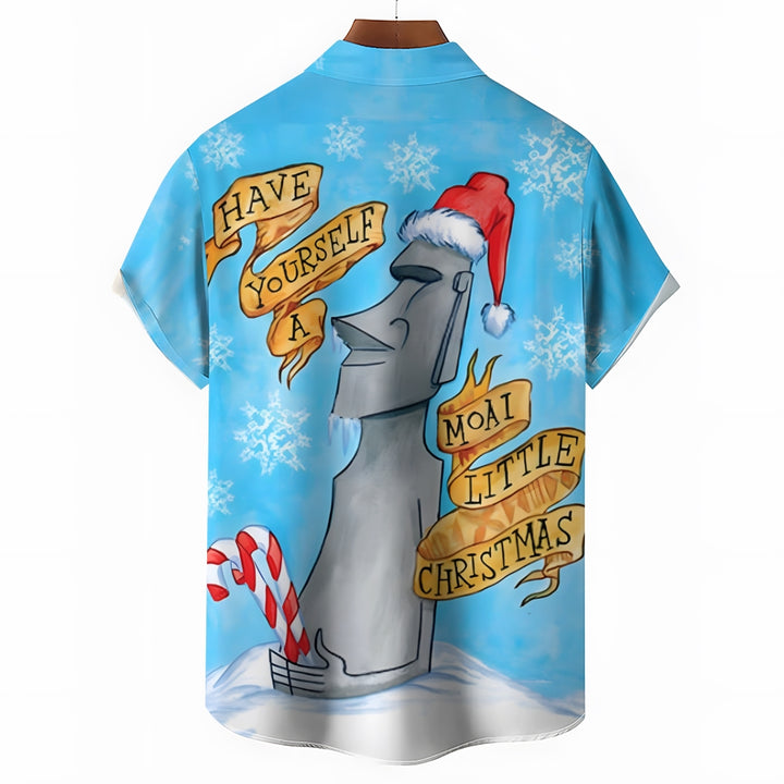 Christmas Stone Art Print Short Sleeve Shirt 2412006351