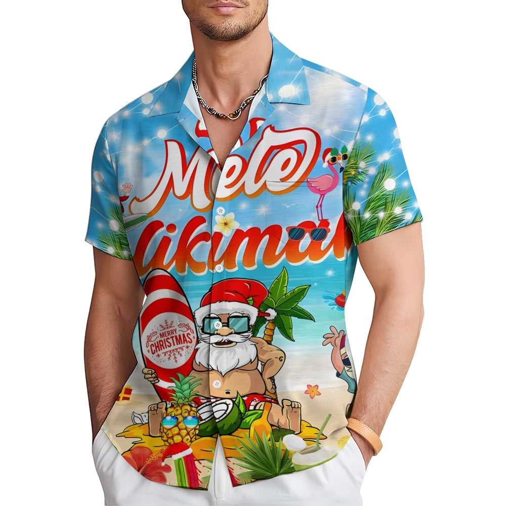 Merry Christmas Santa Claus Casual Short Sleeve Shirt 2411003313