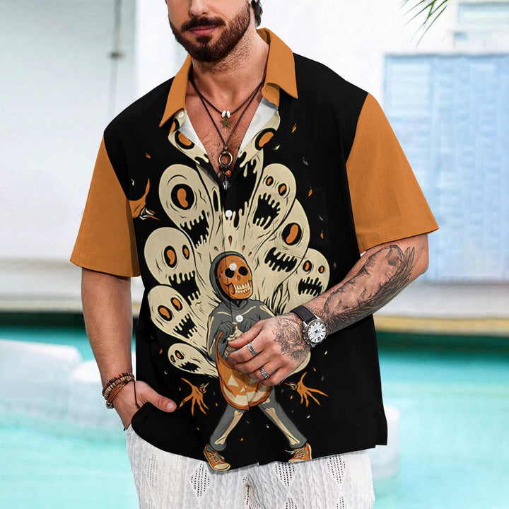 Halloween Ghost Prints Casual Short Sleeve Shirt 2408004641