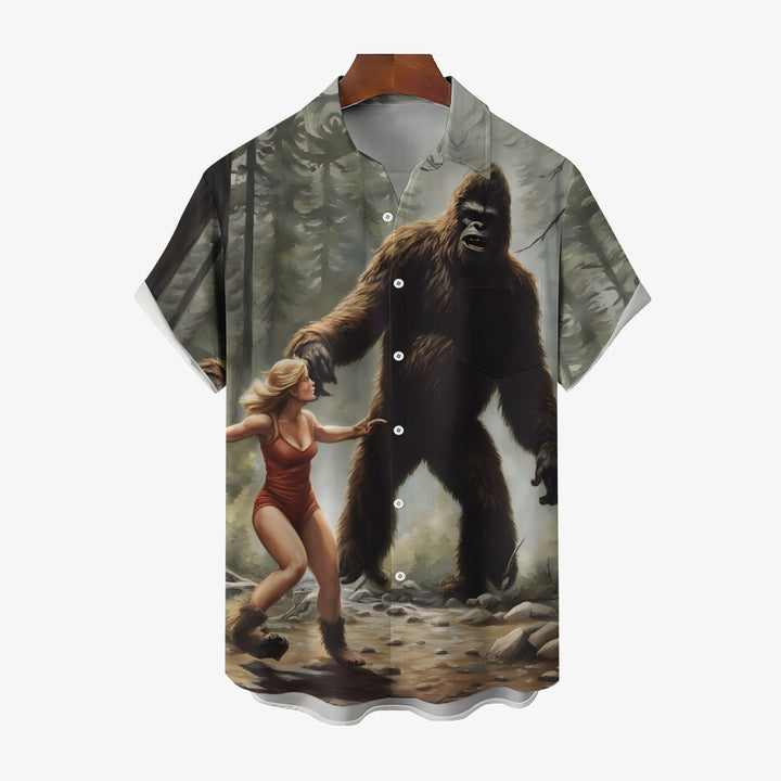 Bigfoot and Girls Casual Short Sleeve Shirt 2408002814