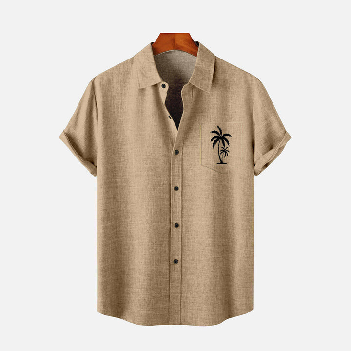 Men's Casual Hawaiian Print Button-Down Short Sleeve Shirt