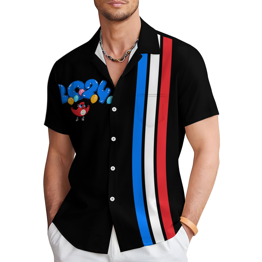 Men's Olympic Games Casual Short Sleeve Shirt 2404000466