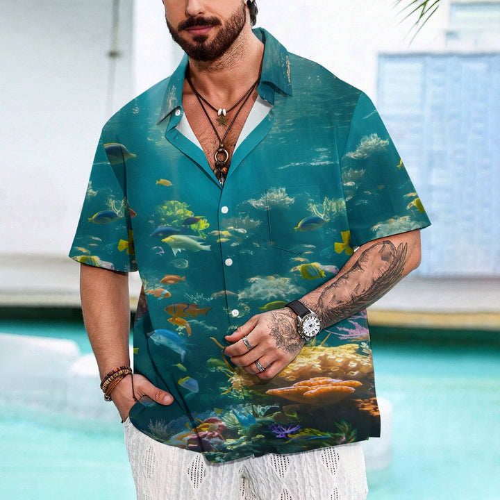 Undersea World Fish Linen Short Sleeve Shirt 2409010069