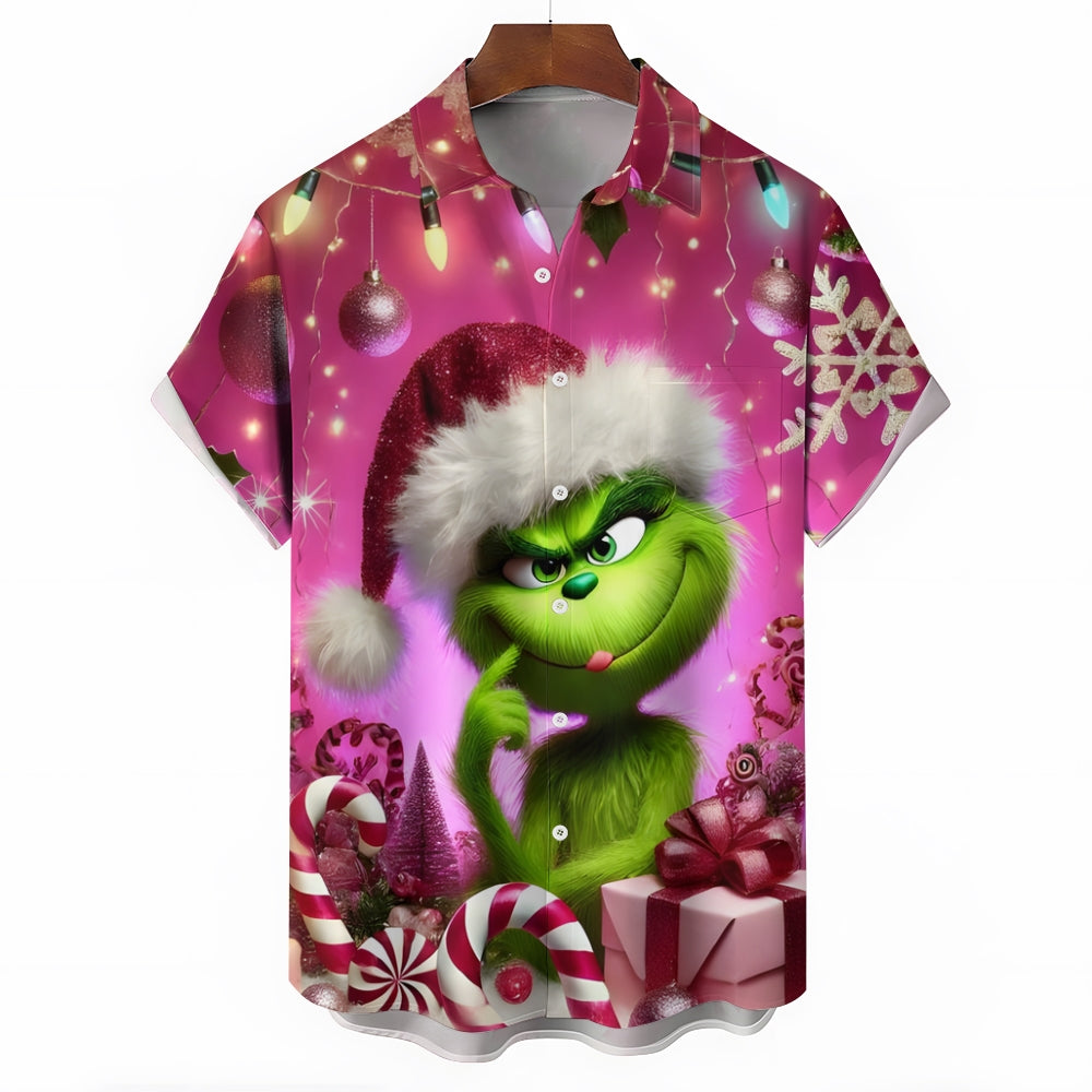 Men's Christmas Cartoon Prints Short Sleeve Shirt 2412006498