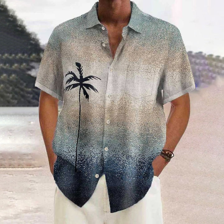 Coconut Tree Hawaiian Casual Large Size Short Sleeve Shirt