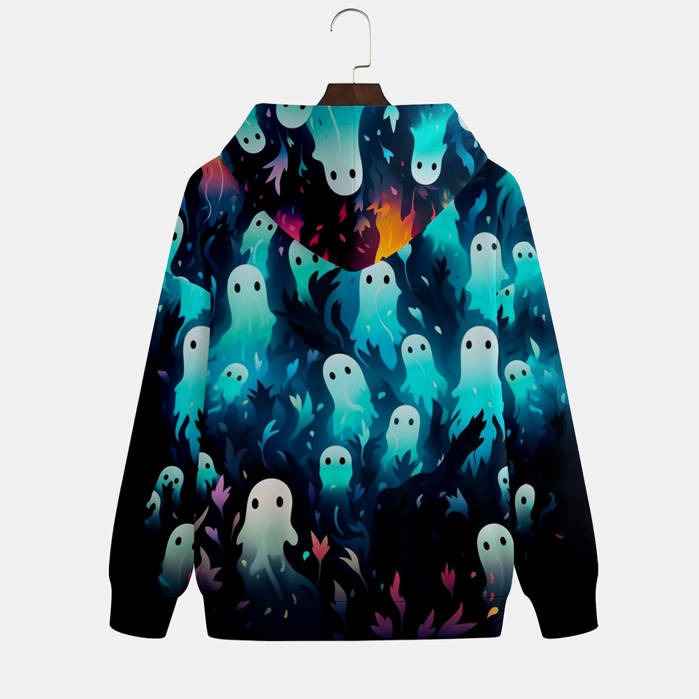 Baseball Halloween Ghost Print Hoodie