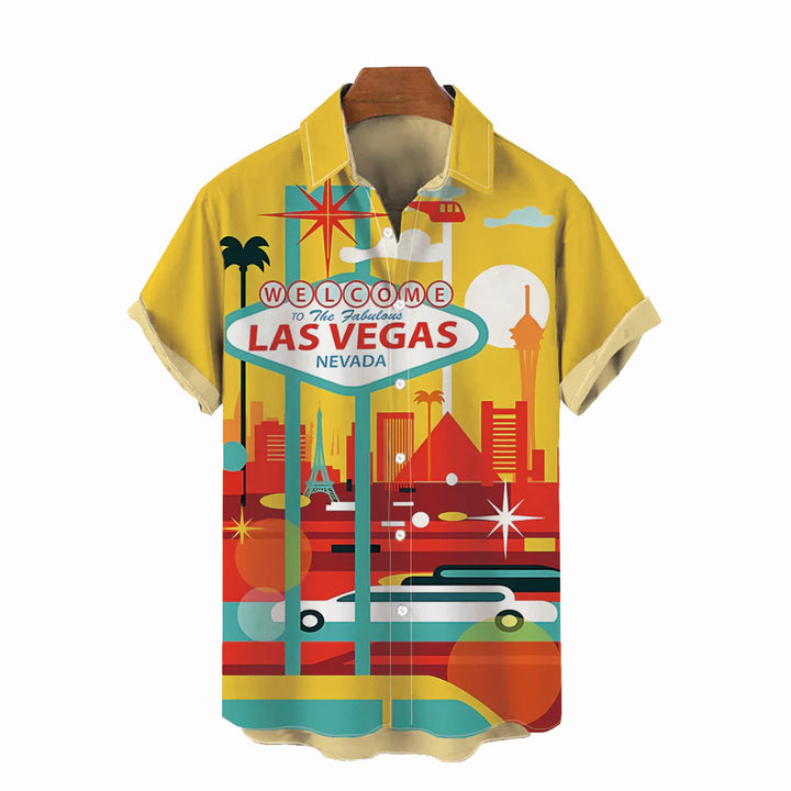 Vintage Las Vegas Vacation Poster Print Short-Sleeved Shirt 2406000050