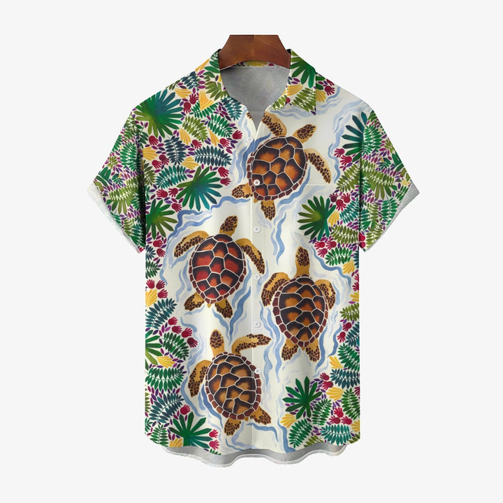Men's Hawaiian Turtle Elements Casual Short Sleeve Shirt 2403000752