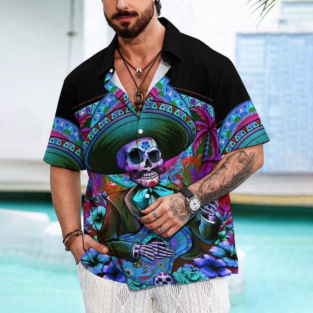 Mexican Day of the Dead Music Short Sleeve Shirt 2409008999