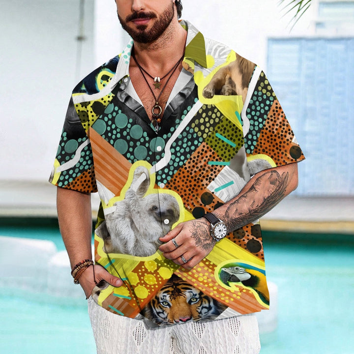 Animal Geometric Prints Casual Short Sleeve Shirt 2412001298