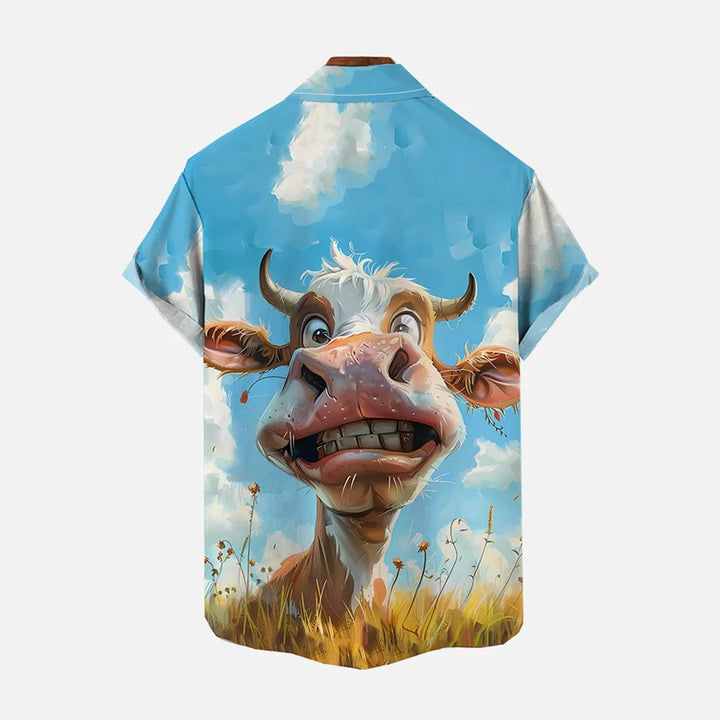 Fun Animal Print Casual Oversized Short-Sleeved Shirt 2407000271