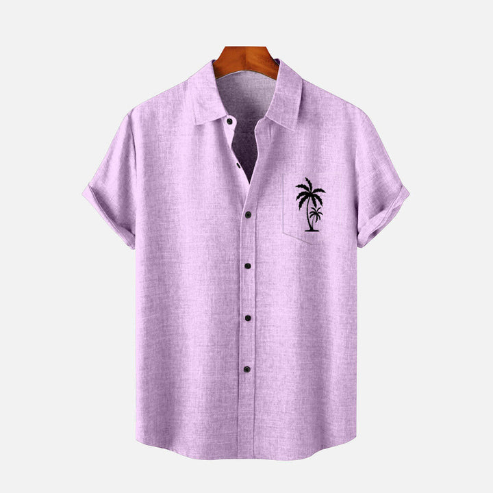 Men's Casual Hawaiian Print Button-Down Short Sleeve Shirt