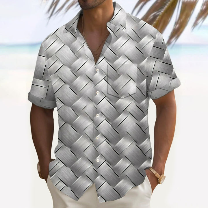 Retro Geometric Gradient 3d Printed Casual Shirt