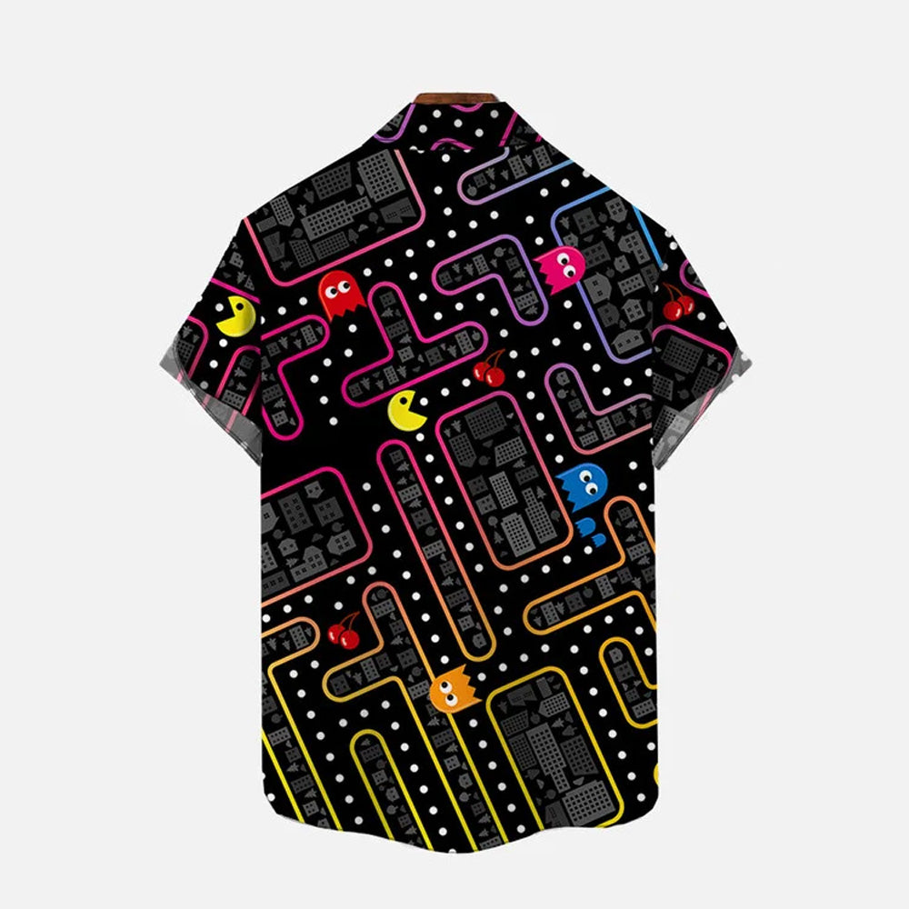 Cartoon Maze Game Casual Short-Sleeved Shirt