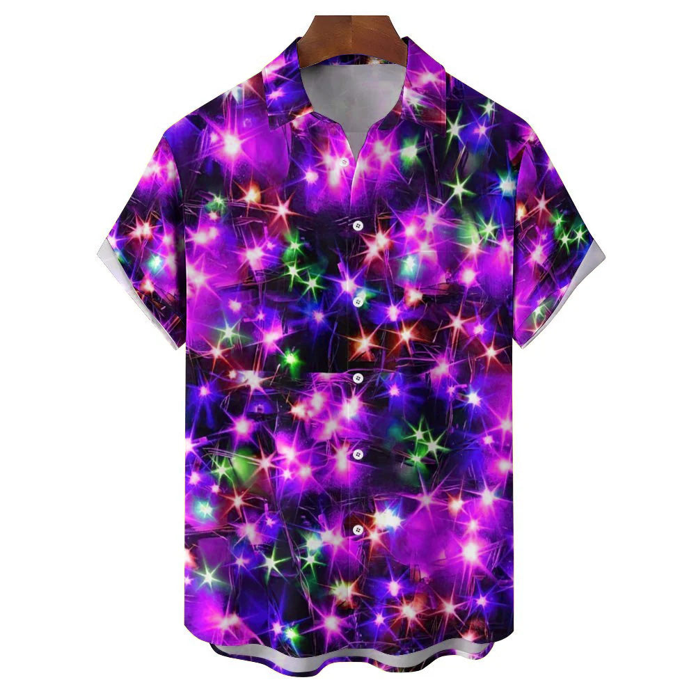 Men's String Light Print Short Sleeve Shirt 2310000675