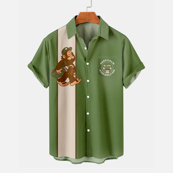 Ape Keep Calm And Golf On Oversized Short Sleeve Shirt