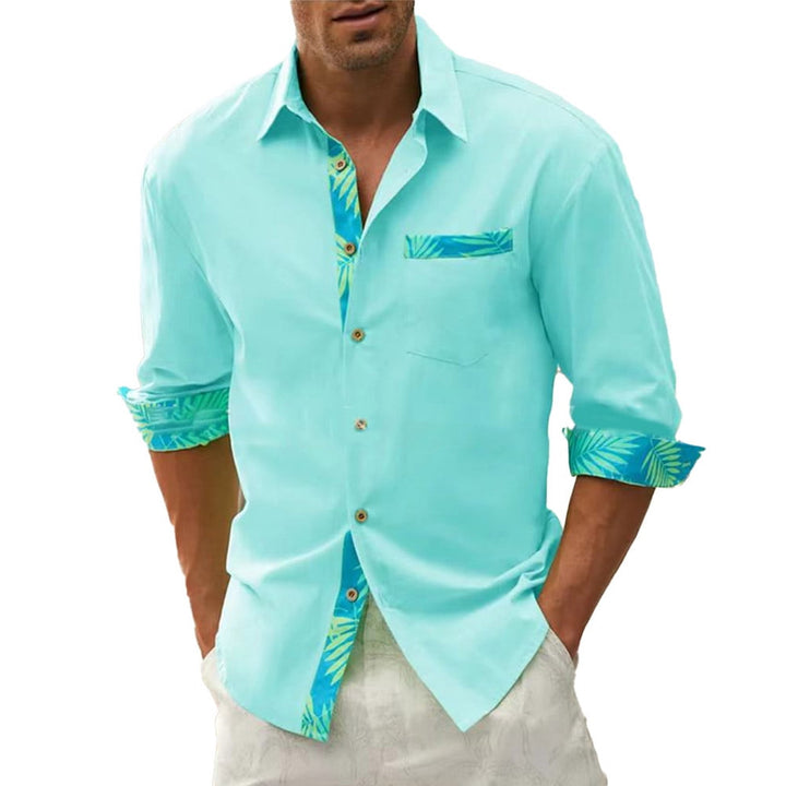 Men's Hawaiian Leaf Multi-Color Long-Sleeved Shirt