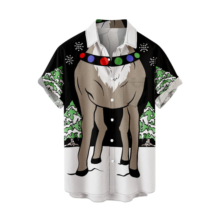 Christmas Reindeer Print Casual Plus Size Shirts