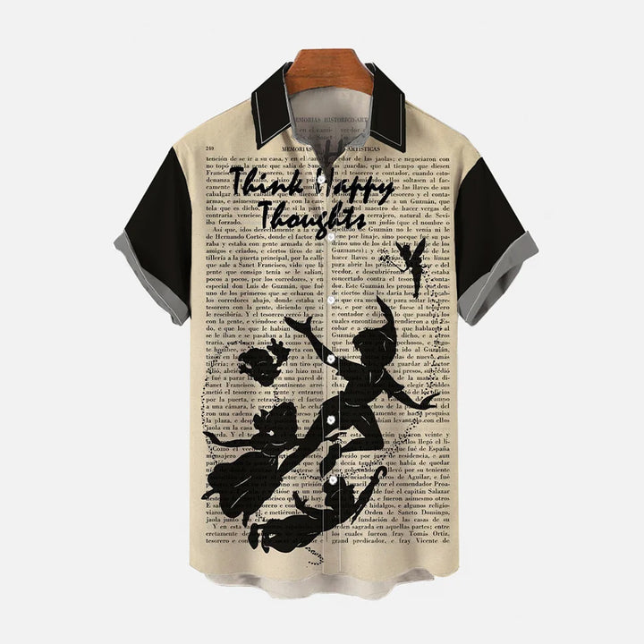 Vintage Fairy Tale Book Magic Silhouette Short Sleeve Shirt