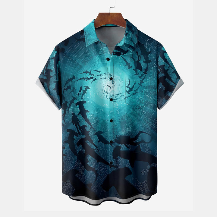 Underwater World Casual Large Size Short Sleeve Shirt