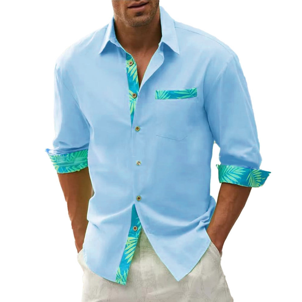 Men's Hawaiian Leaf Multi-Color Long-Sleeved Shirt
