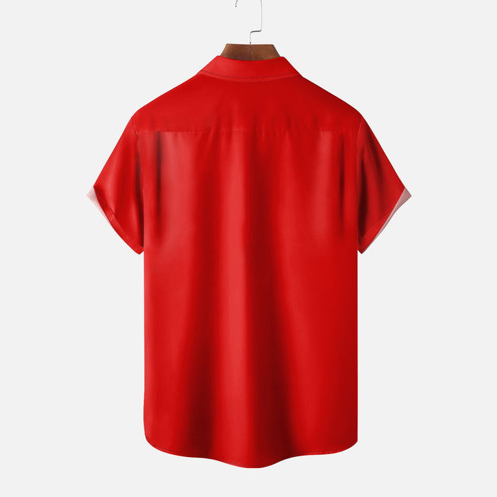 Canada Day Chest Pocket Casual Bowling Shirt