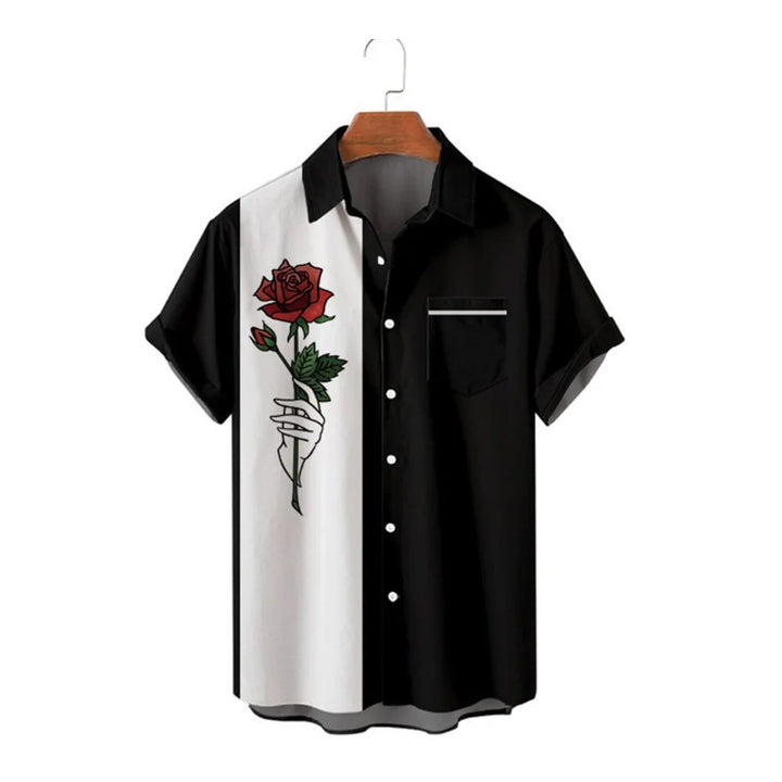 Men's Casual Valentine's Day Printed Shirt With Pockets