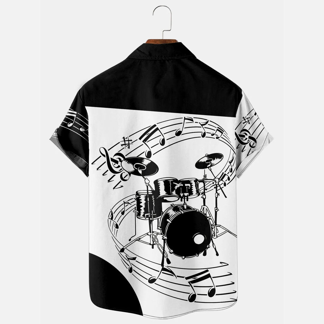 Men's Drum Kit Music Hawaiian Short Sleeve Shirts