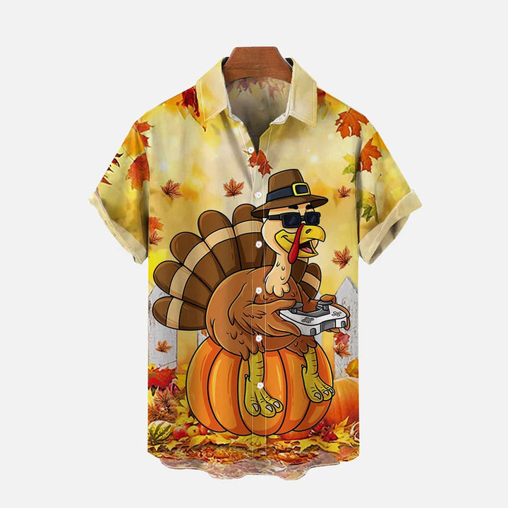 Thanksgiving Turkey Casual Short Sleeve Shirt