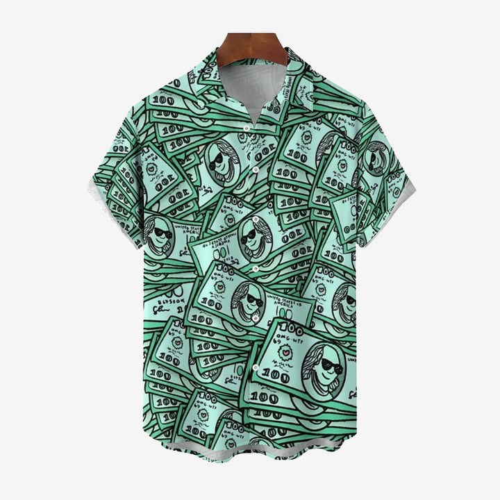 Men's Cartoon Dollar Casual Short Sleeve Shirt 2401000073