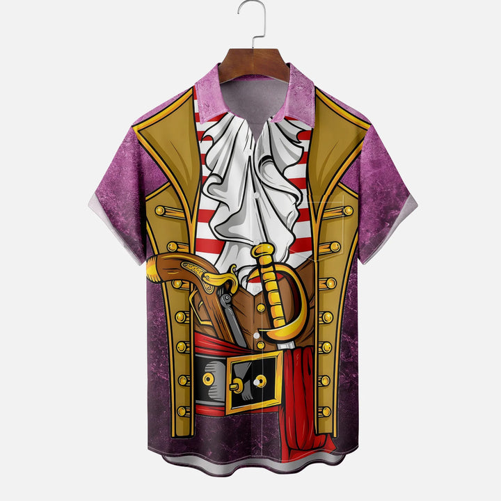 Pirate Costume Art Illustration Chest Pocket Shirt