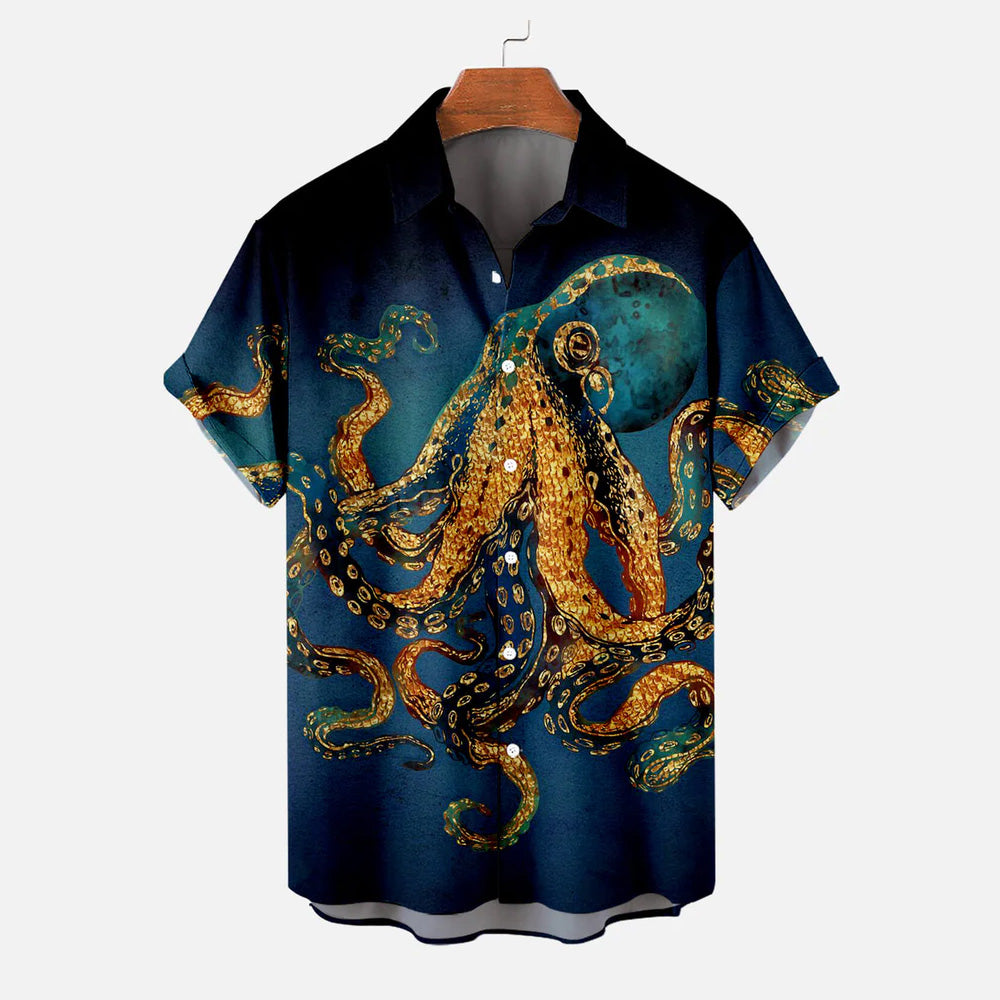 Octopus Casual Large Size Short-Sleeved Shirt