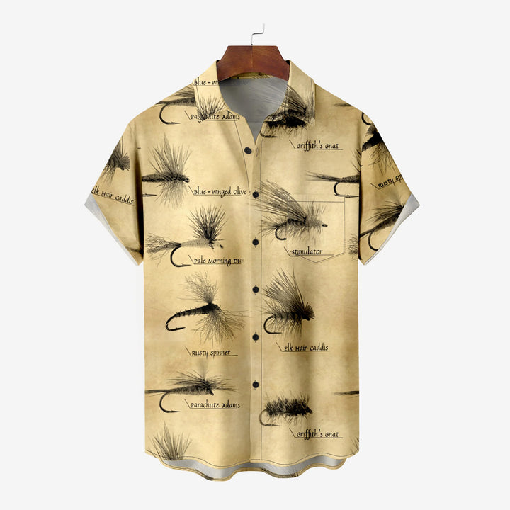 Nostalgic Fishing Fishing Baits Chest Pocket Shirt