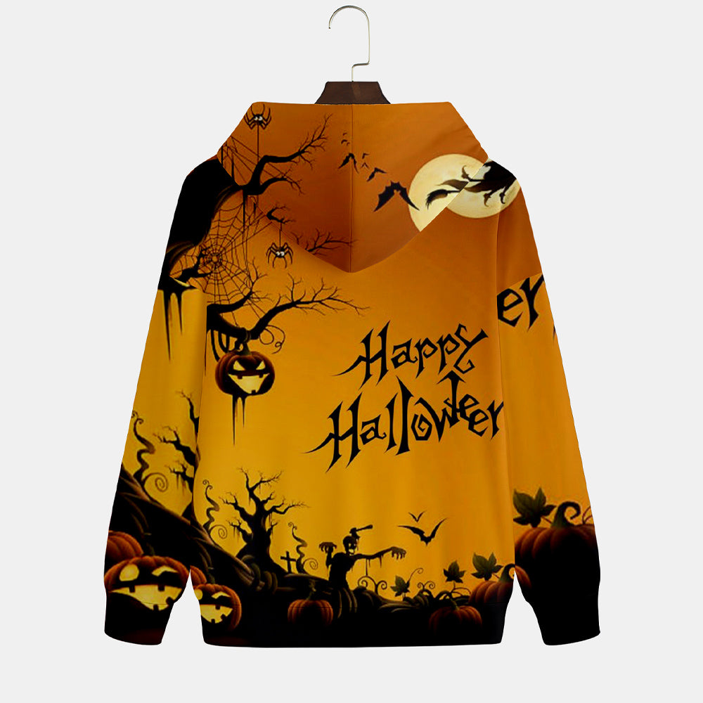 Baseball Halloween Pumpkin Print Hoodie