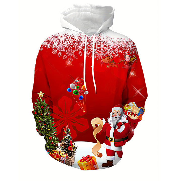 Men's Christmas Santa Print Long Sleeve Hoodie