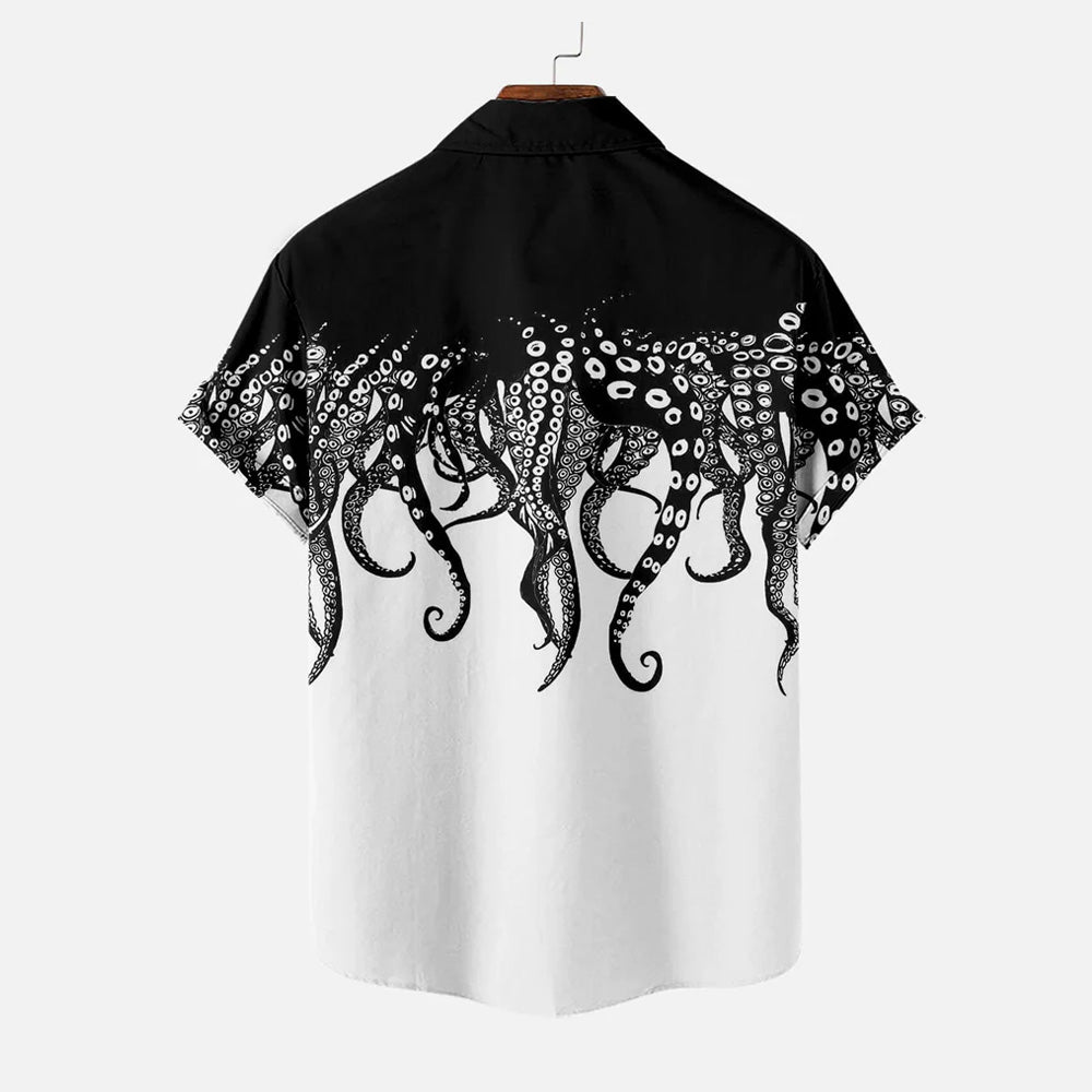 Men's Octopus Print Oversized Short Sleeve Shirt