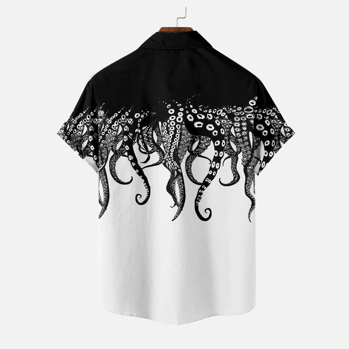 Men's Octopus Print Oversized Short Sleeve Shirt