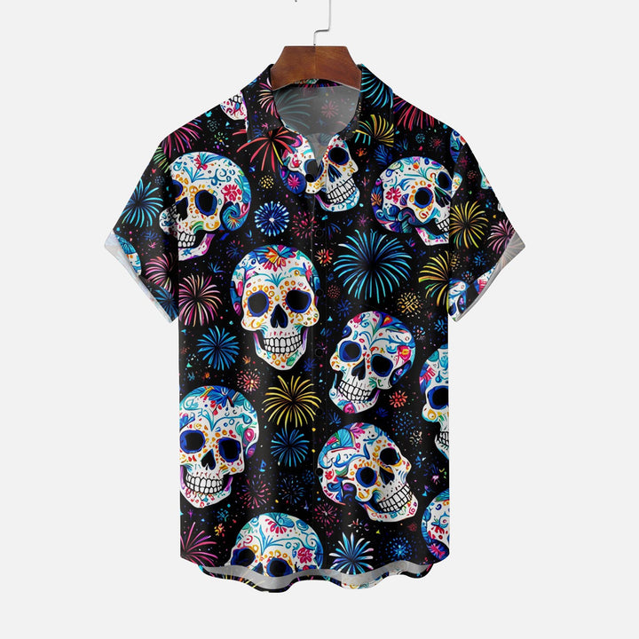 Day of the Dead Skeleton Casual Short Sleeve Shirt