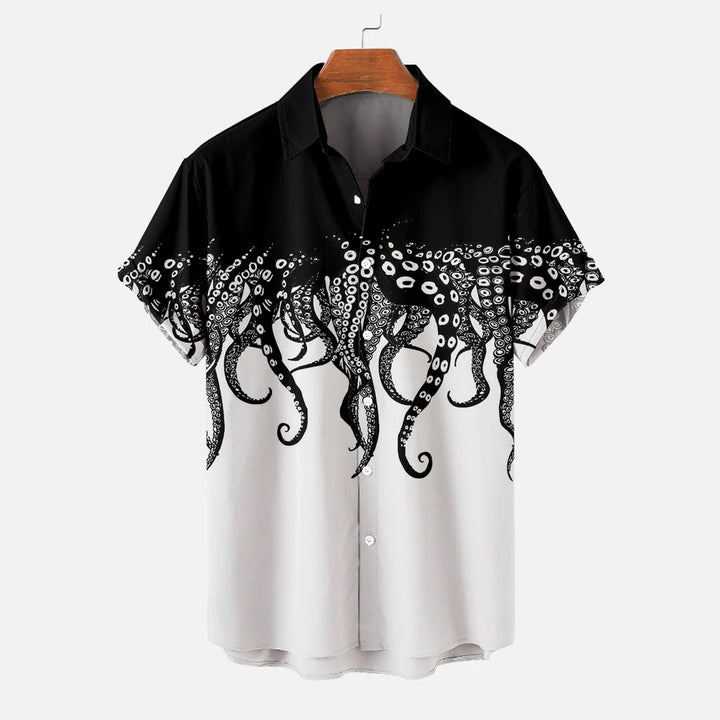 Men's Octopus Print Oversized Short Sleeve Shirt