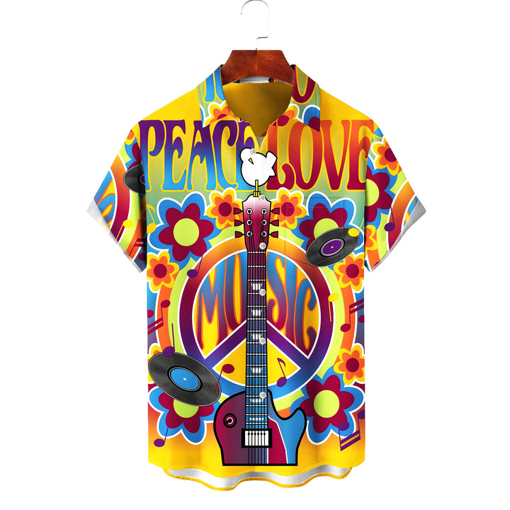 60s Vintage Hippie Music Peace And Love Hawaiian Shirt