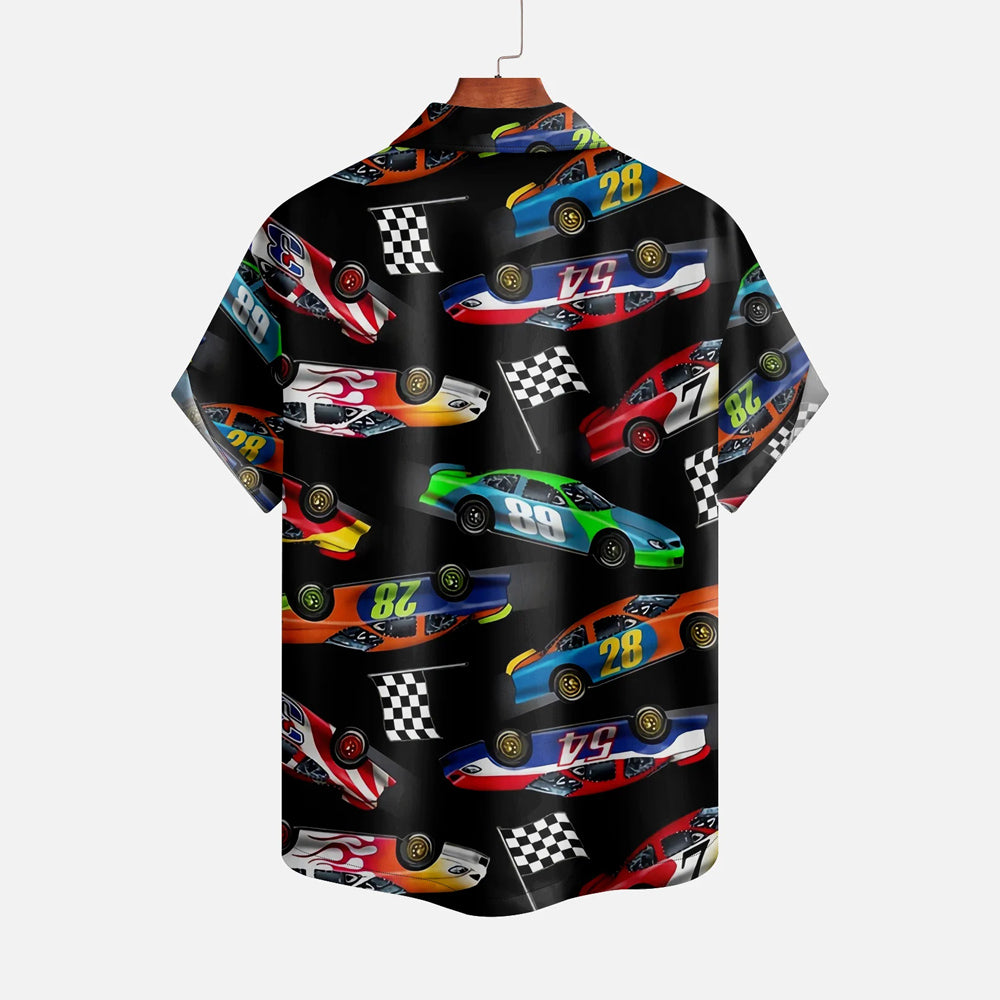 Cool Sports Car Print Cuban Collar Shirt