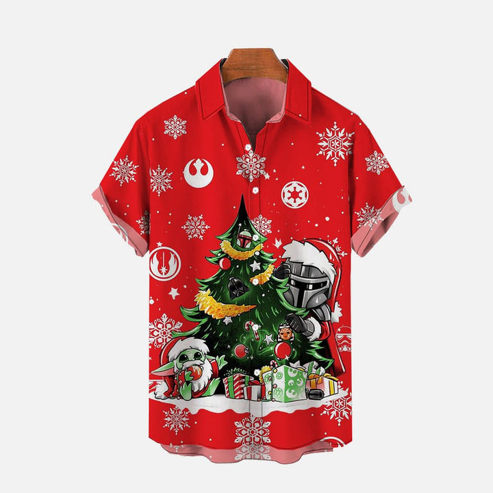 Christmas Colorful String Lights Casual Short Sleeve Shirt